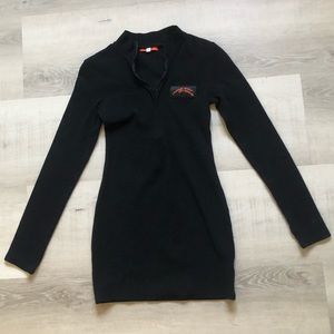 Black long sleeve mini dress